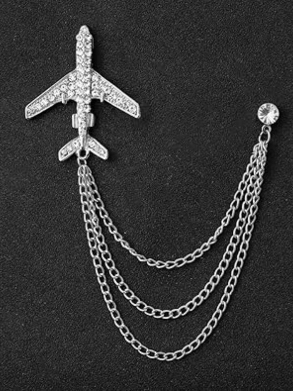 Airplane Chain Tassel Brooch Draped Multi Chain Statement Punk Travel Aviator